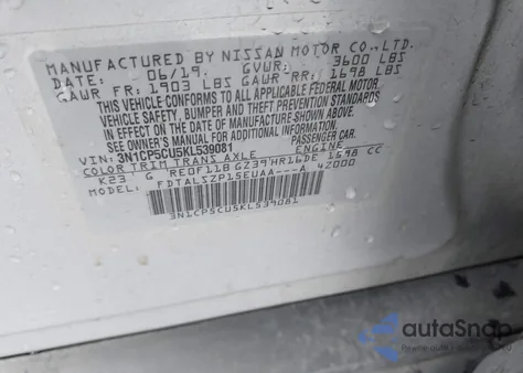 2019 Nissan Kicks Sv from USA, damaged, VIN 3N1CP5CU5KL539081